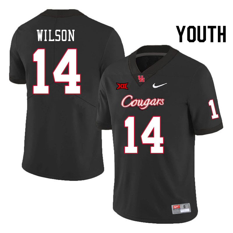 Youth #14 Jonah Wilson Houston Cougars Big 12 XII College Football Jerseys Stitched-Black - Click Image to Close